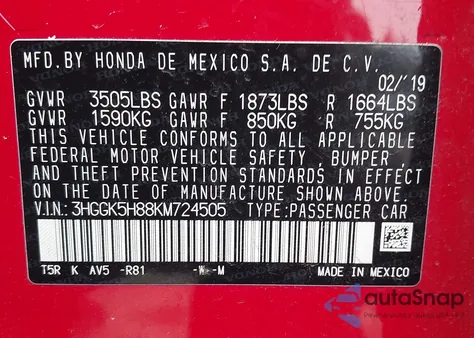 2019 Honda Fit Ex z USA, uszkodzony, nr VIN 3HGGK5H88KM724505